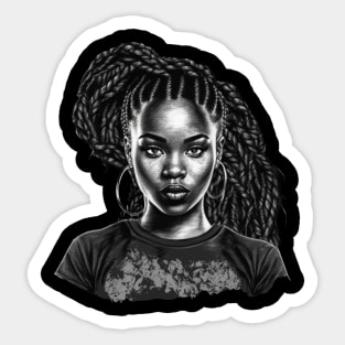 Black Girl with Braids, Black Girl Magic Sticker